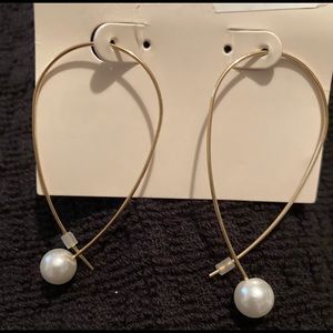 Nickel Free Oval Hoops with small pearl